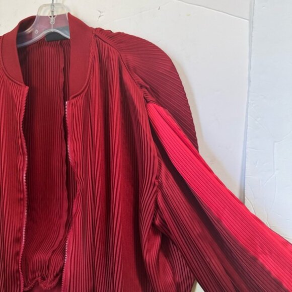 Aritzia Golden TNA NEW Bailer Pleated Oversize Balloon Track Bomber Jacket Satin - Picture 8 of 16